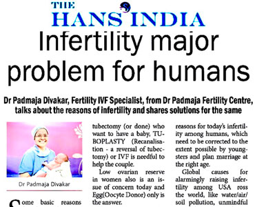 The Hans India Infertility major problem for Humans
