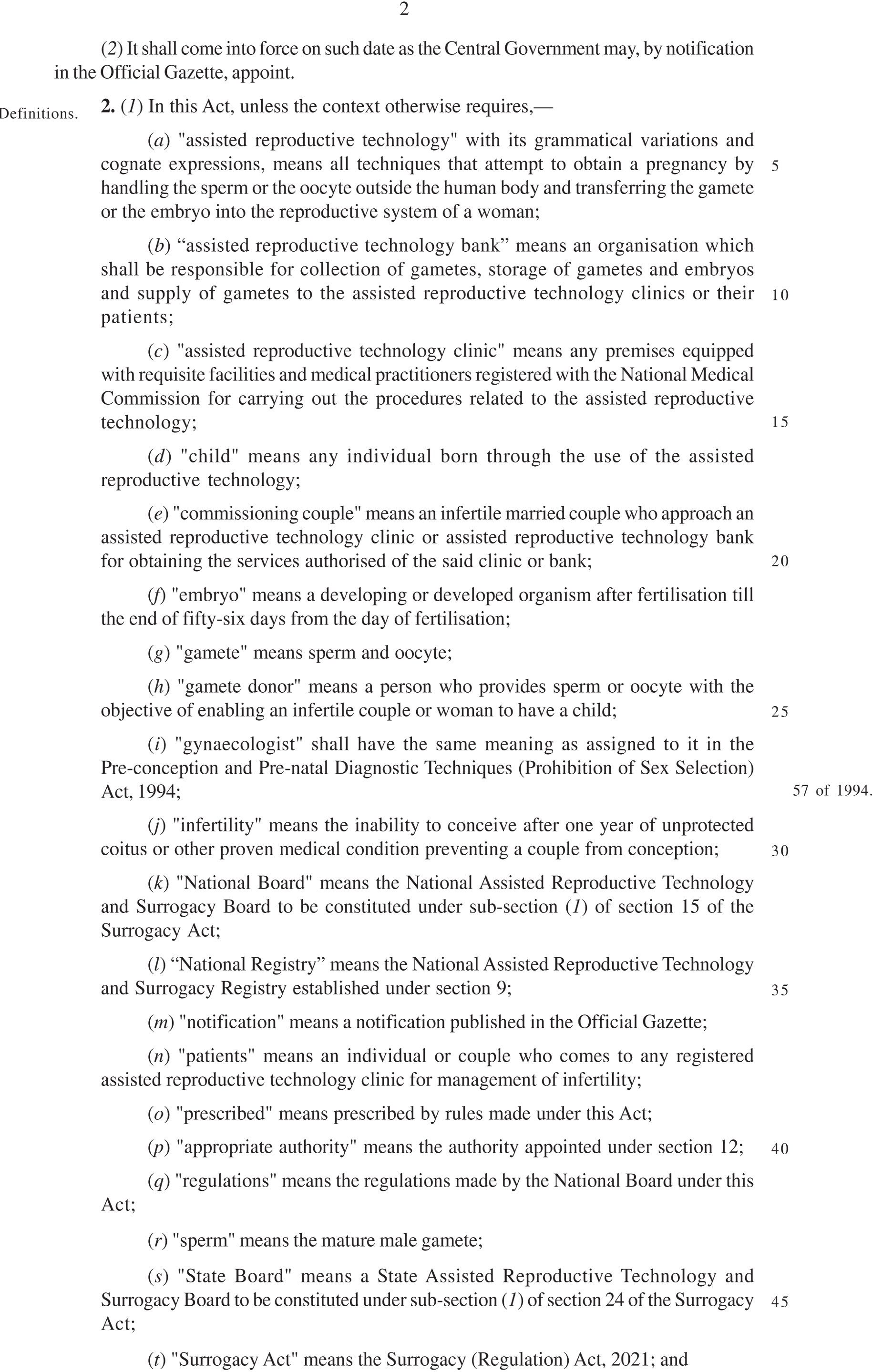 The Assisted Reproductive Technology (Regulation)
Bill-2021